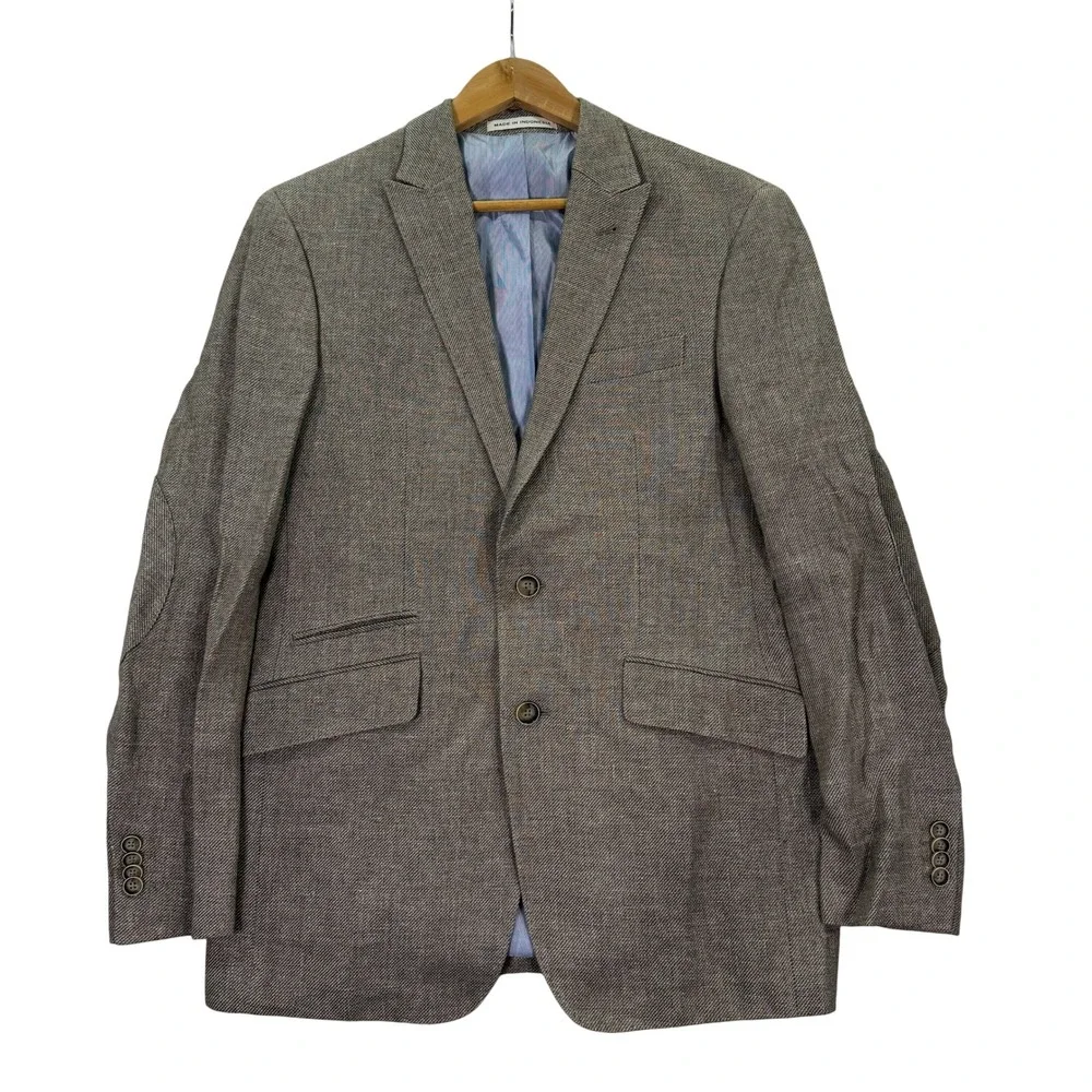 Joseph Abboud Men 38R Slim Fit Sport Coat Heritage Comero Linen Wool Elbow Patch